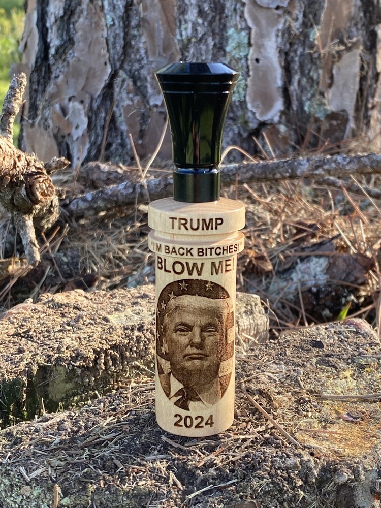 Trump “I’m back” Custom Maple Duck Call with Echo Double Reed Insert