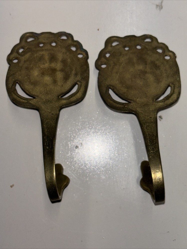 vintage brass wall mounted hooks antique