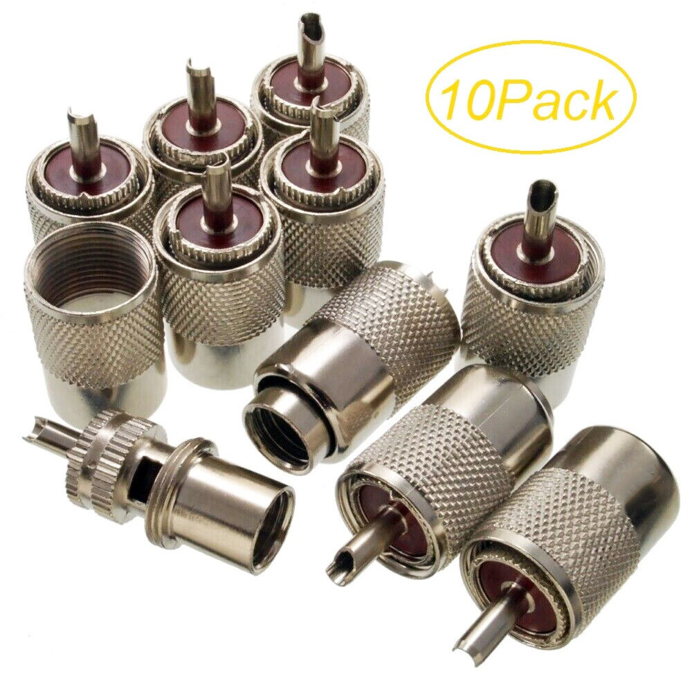 10X UHF PL-259 Male Solder Type RF Connectors for RG8/RG213/LMR400 Coax Wire NEW
