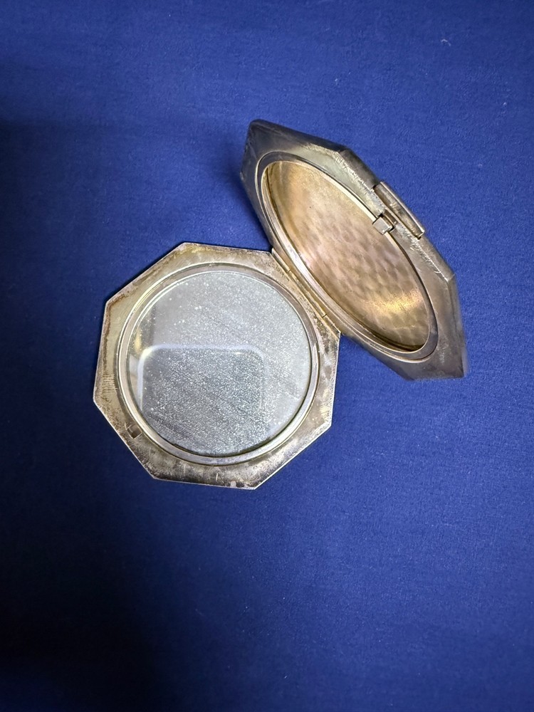 Antique Russian 875 Silver Art Deco Folding Compact – Triple Panel Mirror