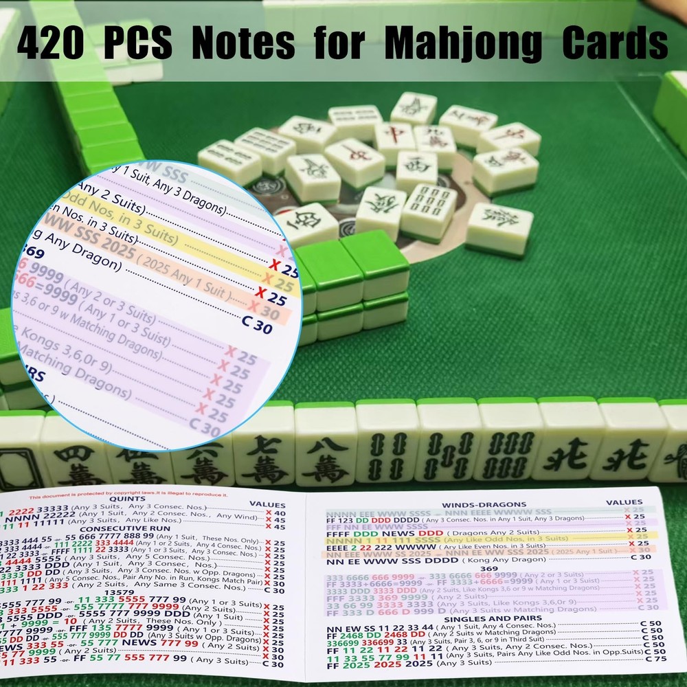420 Pcs Mahjong Line Finder Reader Notes, Highlighter Tape Stripe, Transparen...