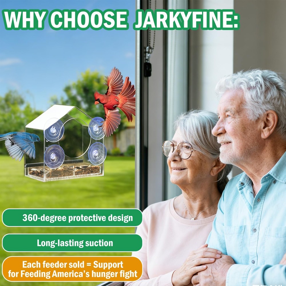Window Bird Feeder with 4 Extra Strong 2.36'' Suction Cups - 4.4'' Extra Deep...