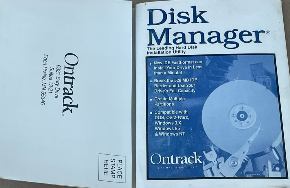 Ontrack Disk Manager, for Bundling Purposes Only, Version # 7.09