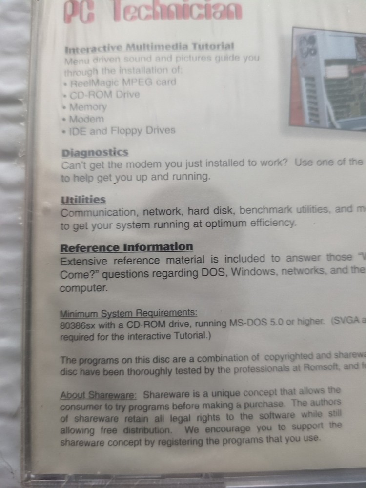 Vtg. PC Technician CD Computer Diagnostic Maintenance Repair Interactive CD NOS