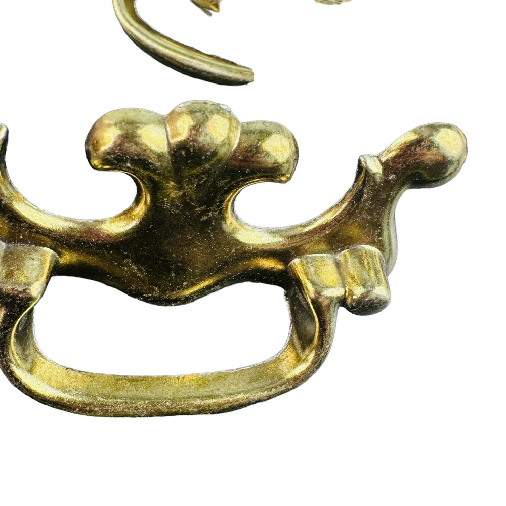 5 Vtg single post bail pull antiqued brass