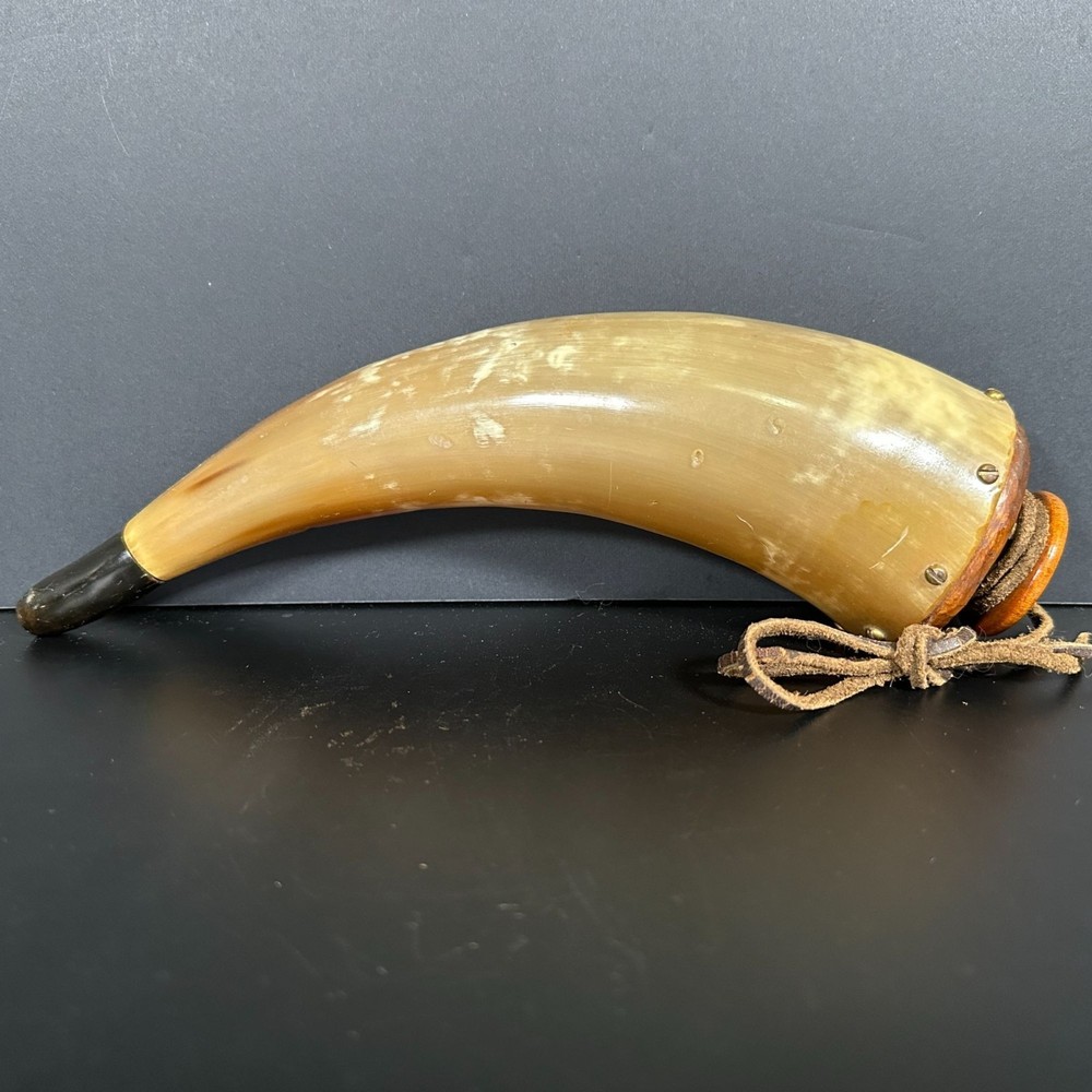 Vintage Mountain Man Capped POWDER HORN Primitive Frontier-Style Muzzleloader