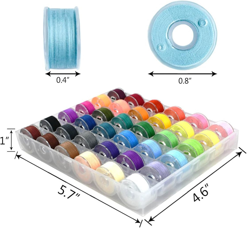 36 Pcs Bobbins and Sewing Threads Prewound Bobbin Thread with Storage Plastic Ca