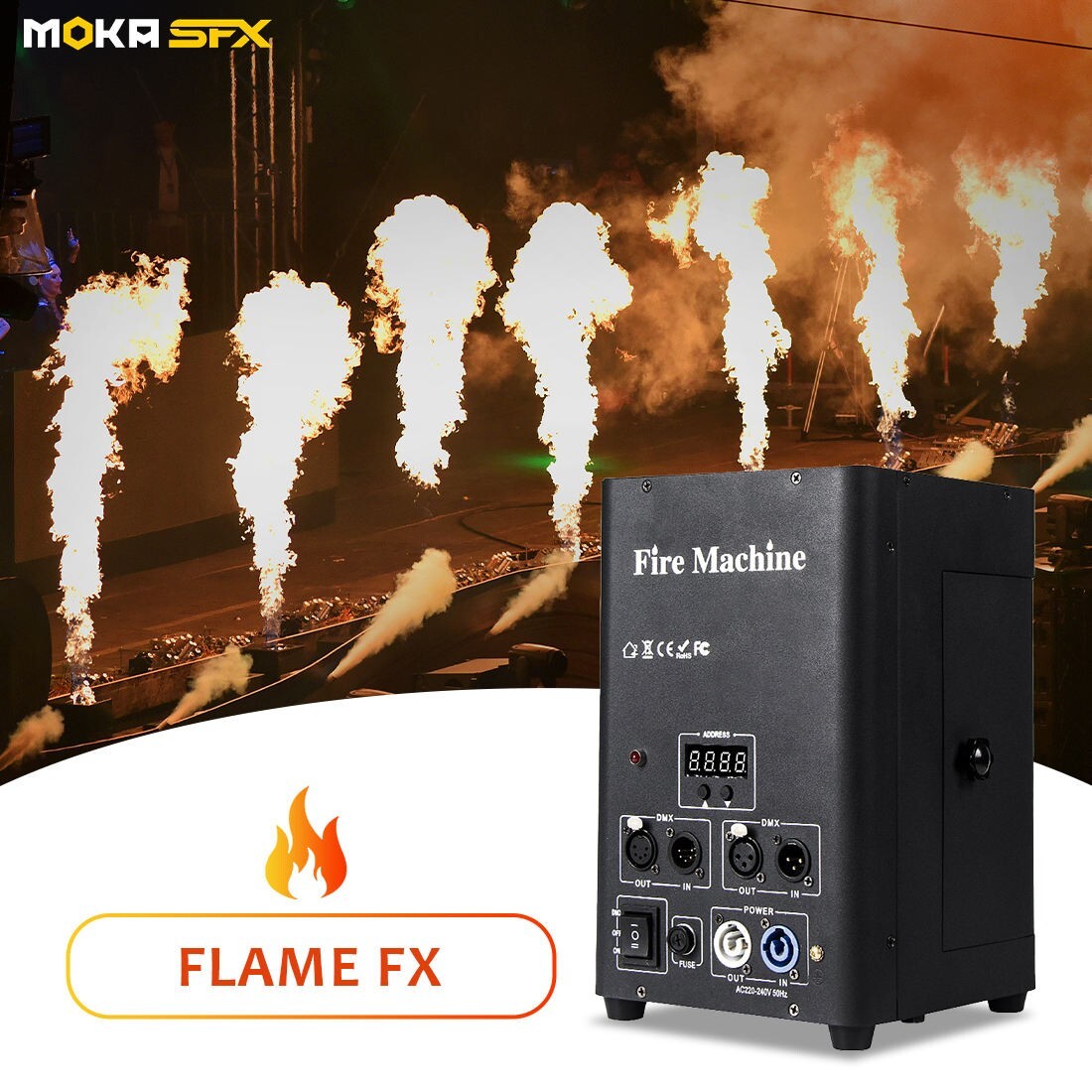 MOKA DMX Fire Machine for Stage Flame Machine Flamethrower Jet 10FT Safety