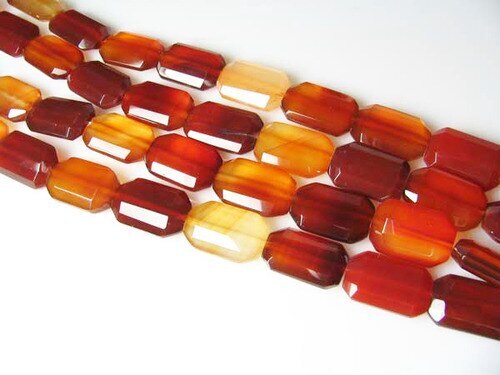 Faceted Carnelian Agate 12x18mm Rectangular Beads | 5 Beads |