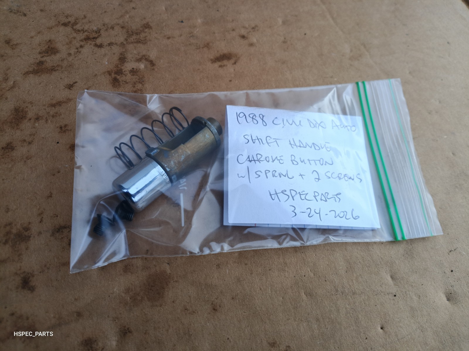 88-91 Civic CRX AT auto trans shift knob handle CHROME BUTTON, SPRING, 2 SCREWS