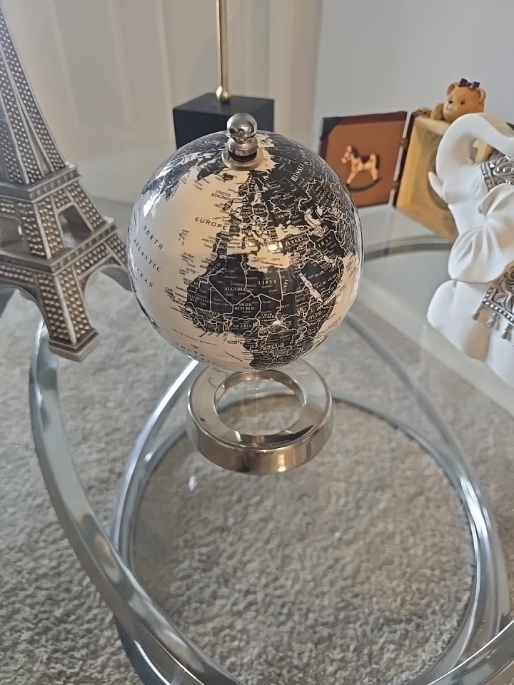 Globe On Silver Toned Base