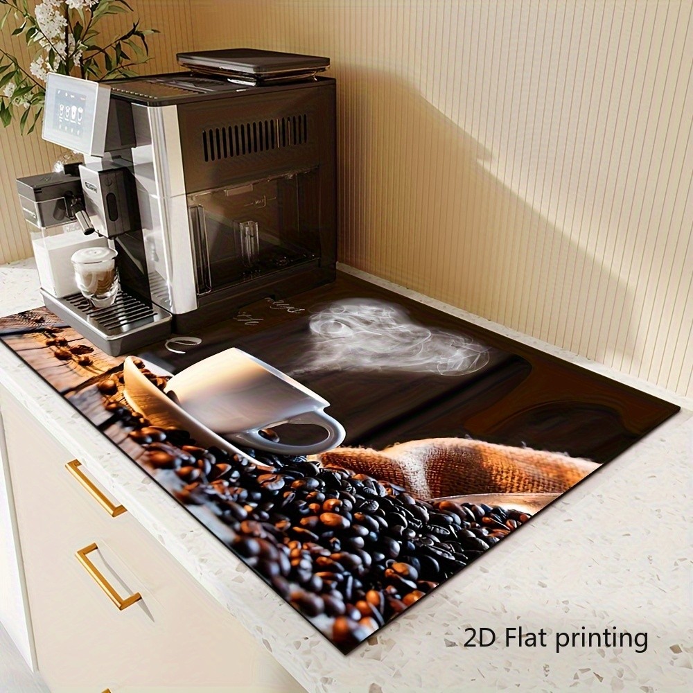 2D Coffee Countertop Pad Kitchen Countertop Dining Table Mat Decoration Gift