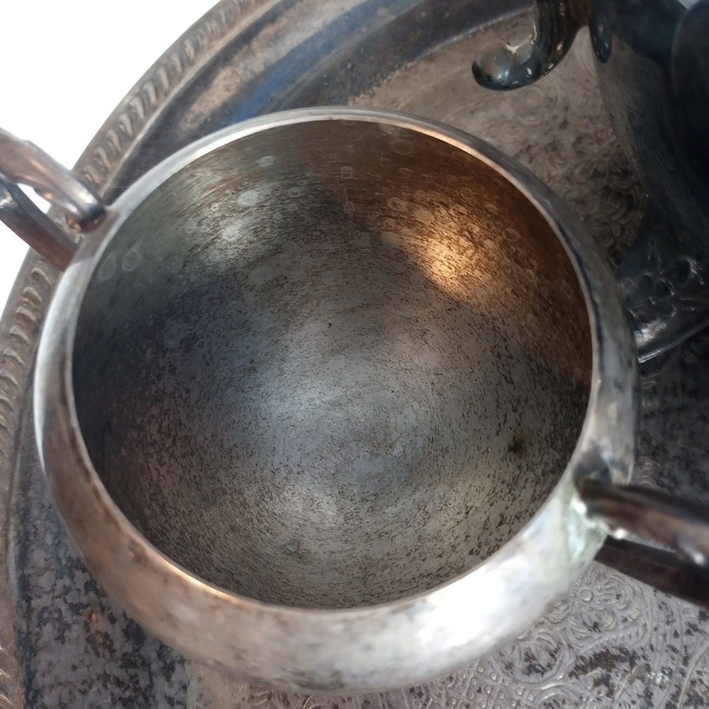 FB Rogers Silver Plated Tea Set 5pc Vintage 1970s Tarnished