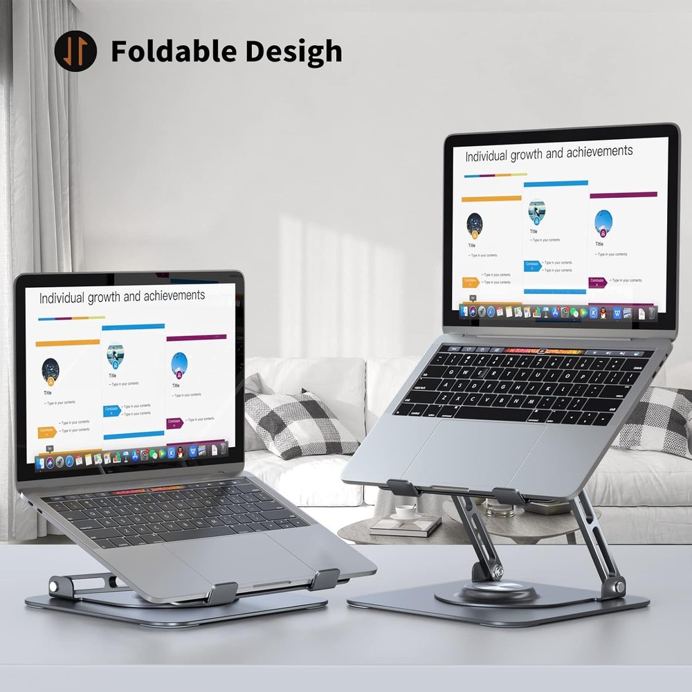 Laptop Stand for Desk, Adjustable Computer Stand with 360° Rotating Base,