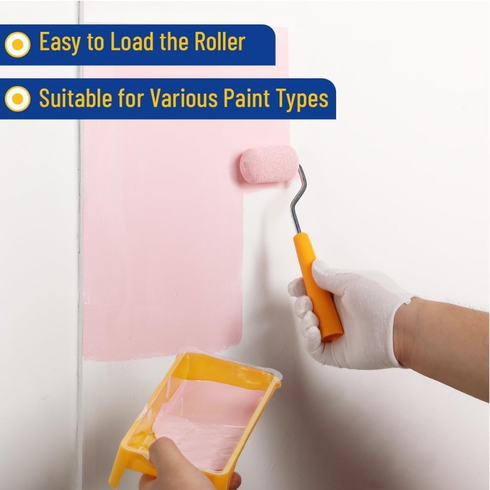 2 Inch Small Foam Paint Roller Kit with Plastic Tray Disposable Liners Frame and