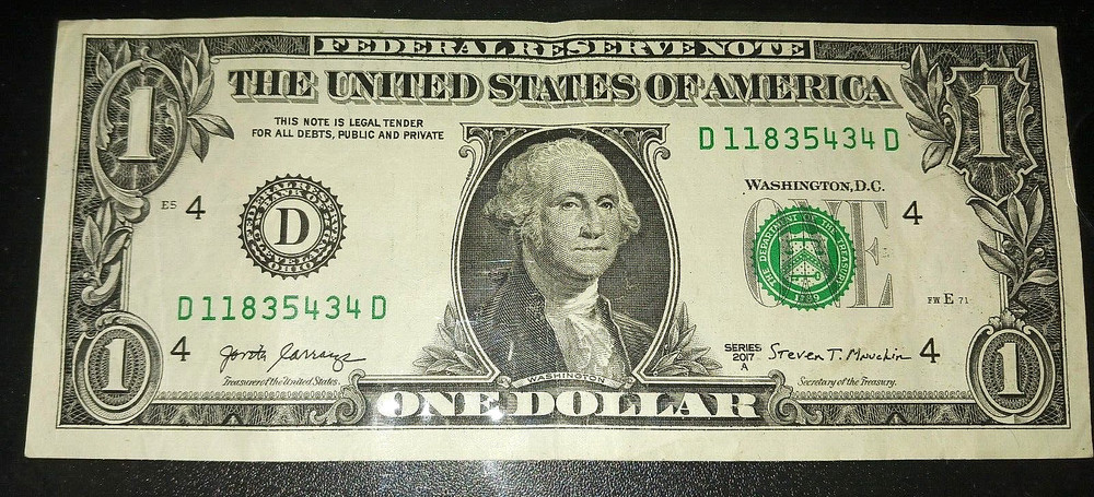2017 $1 dollar 2 ERRORS misaligned Treasury Shield & misaligned miscut error VF