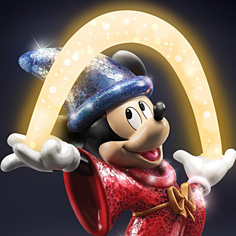 Bradford Exchange Mosaic Sorcerer’s Apprentice Mickey Mouse With Lighted Arc
