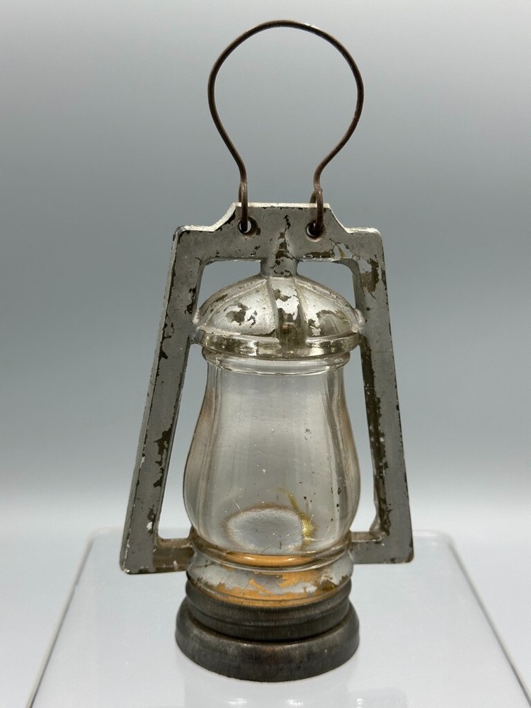 c. 1910 Barn Type 1 LANTERN Glass with Silver Paint CANDY CONTAINER A&E 426