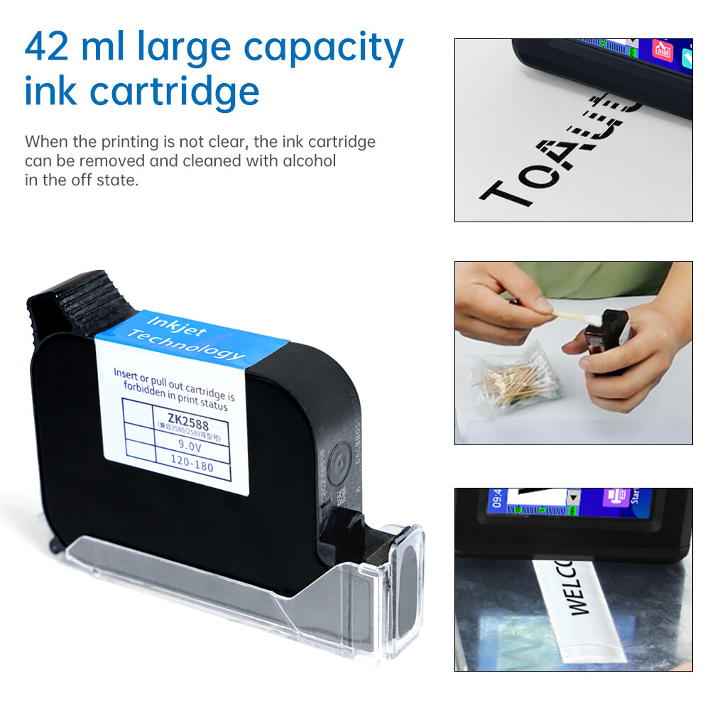 Handheld Inkjet Printer Touch Screen Date Barcodes Coding Machine /Ink Cartridge