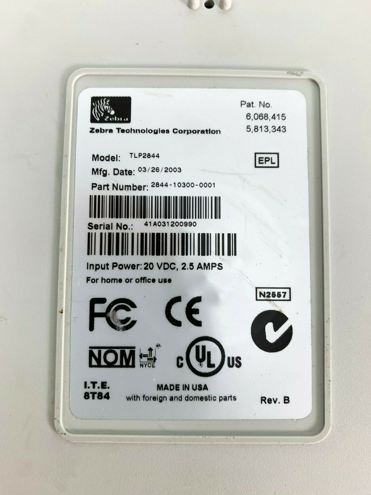 Zebra TLP 2844 Thermal Transfer Barcode Label Printer USB Serial Parallel