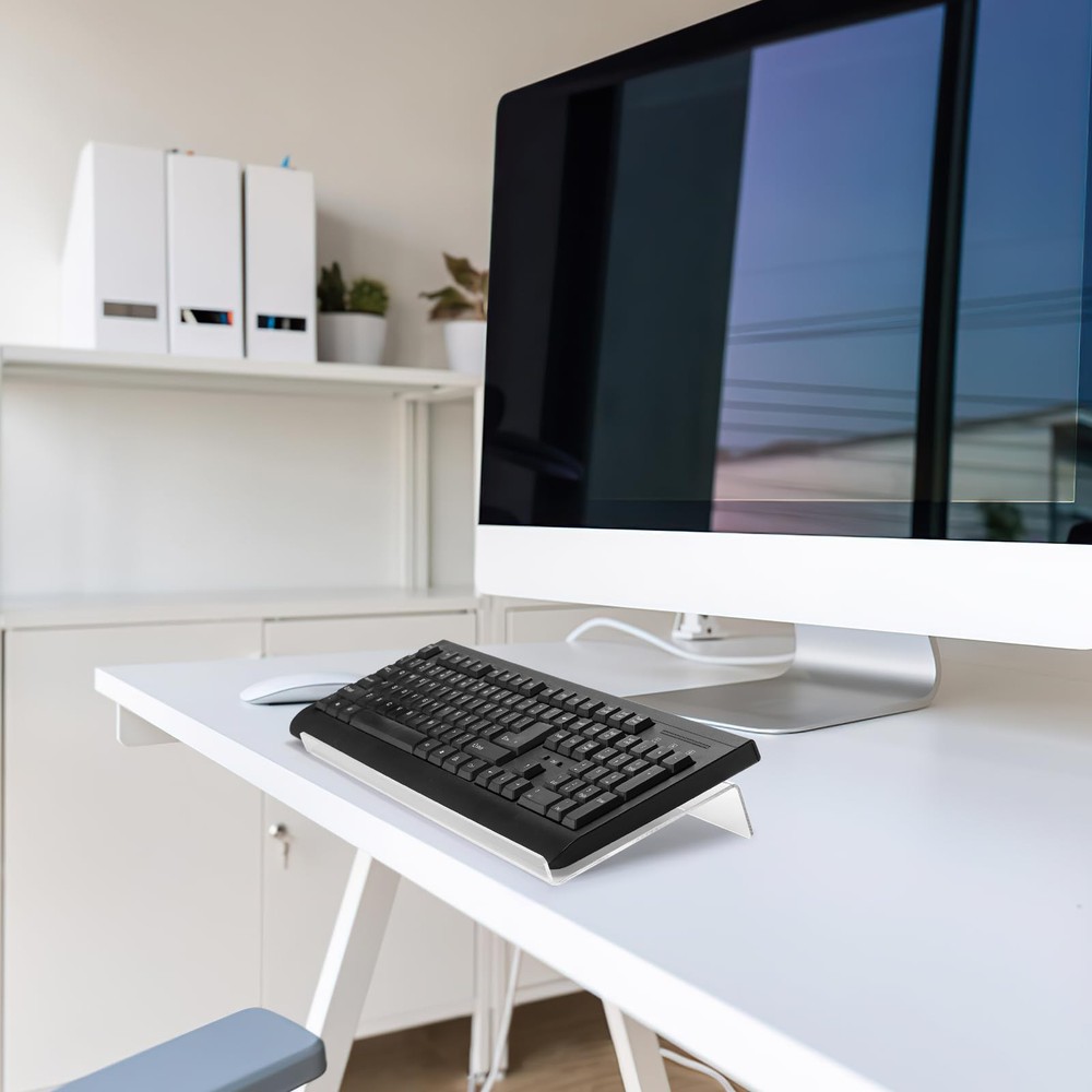 2 Pack Tilted Computer Keyboard Stand Clear Acrylic Keyboard Tray Holder for ...