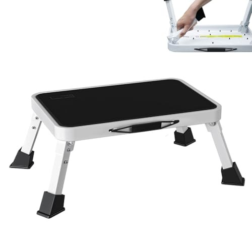 RV Step Stool Foldable 1-Step Stool Ladder Sturdy Metal Stable Step 1 step