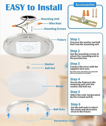 Ceiling Light, 10 Inch LED Ceiling Light 10 inch - 1 Pack Brushed Nickel