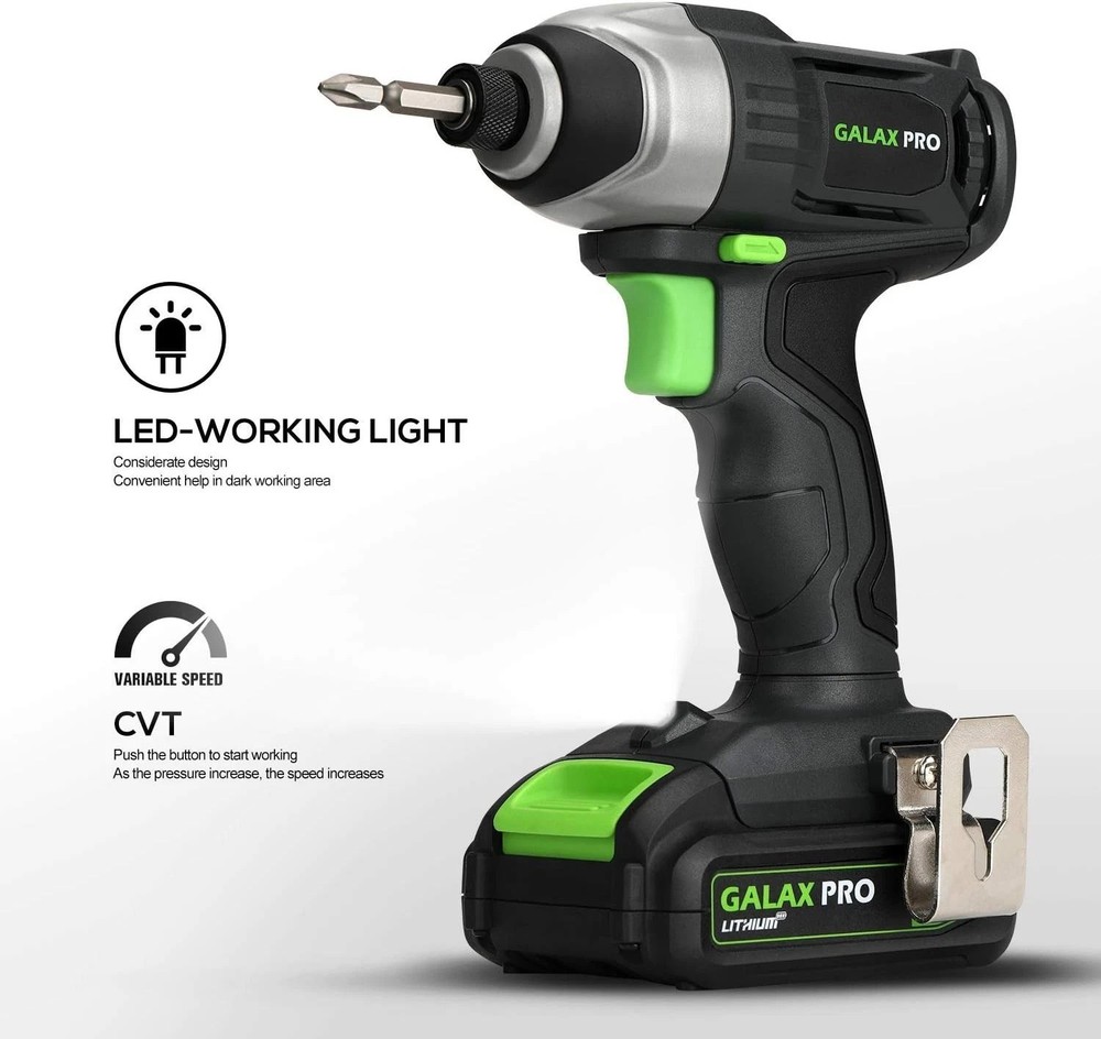 Compact 20V Lithium Ion Impact Driver with Charger & 6 Bits - Versatile Tool