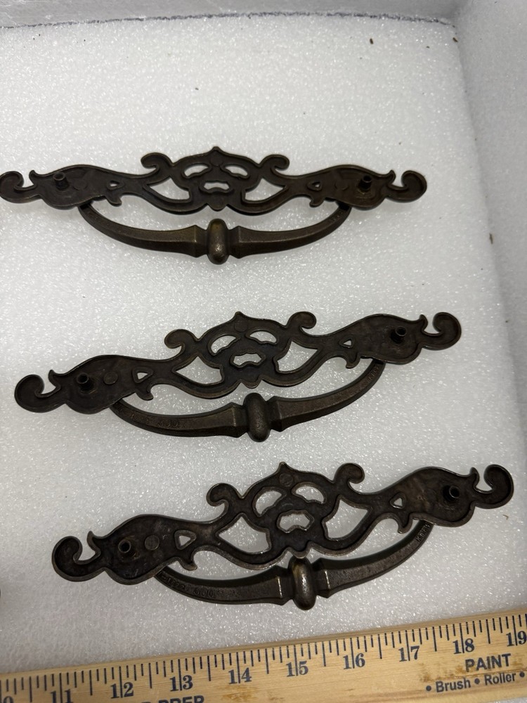 Vintage Victorian Solid Brass Gothic Design Drawer Pulls Handles 8” (22)