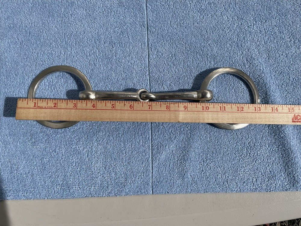 Vintage 6" Loose Flat O-Ring Snaffle Horse Bit Solid Nickel Clean Nice