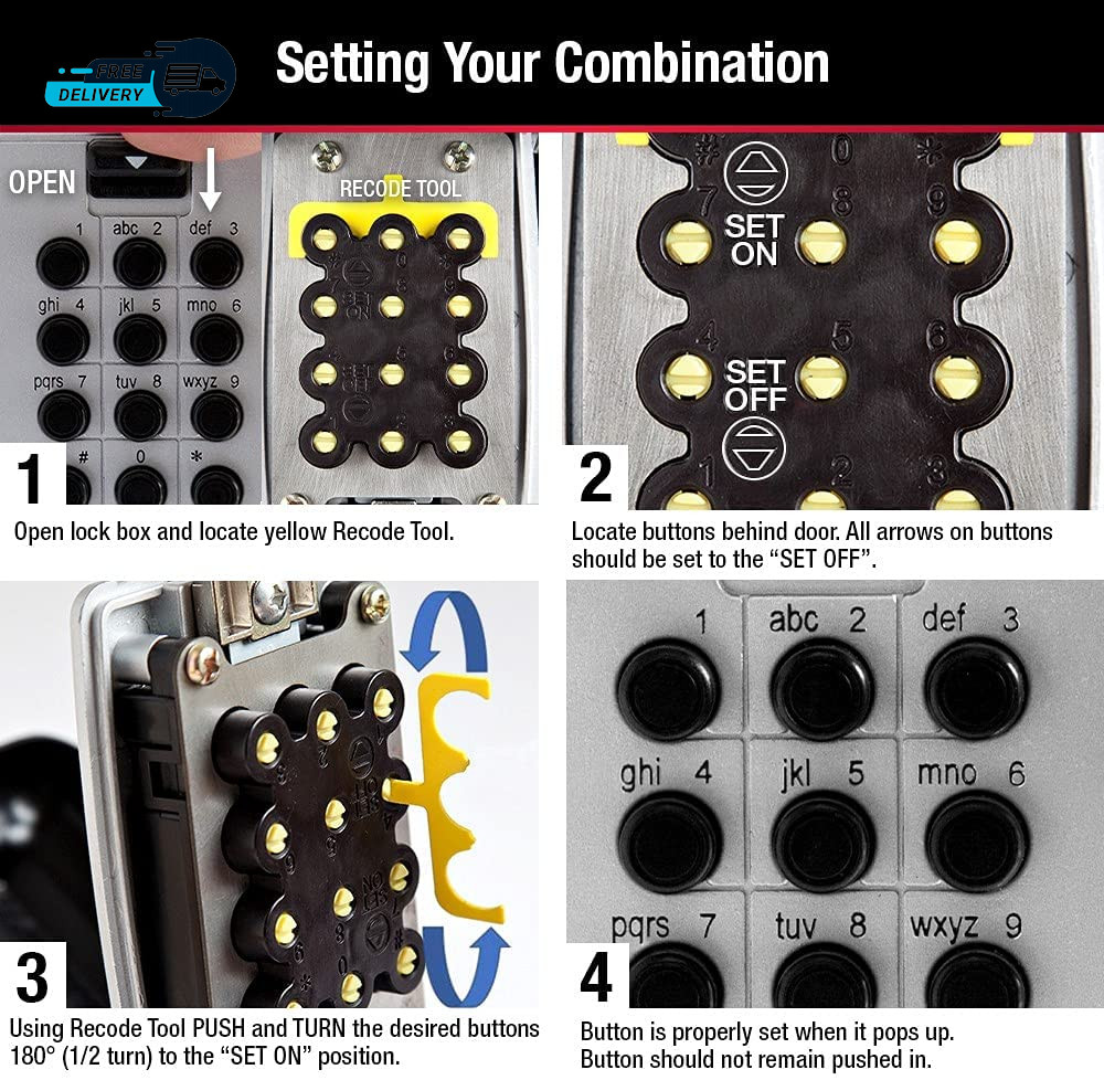 Black Wall Mount Key Lock Box with Push Button Code for Listings, Outdoor Key