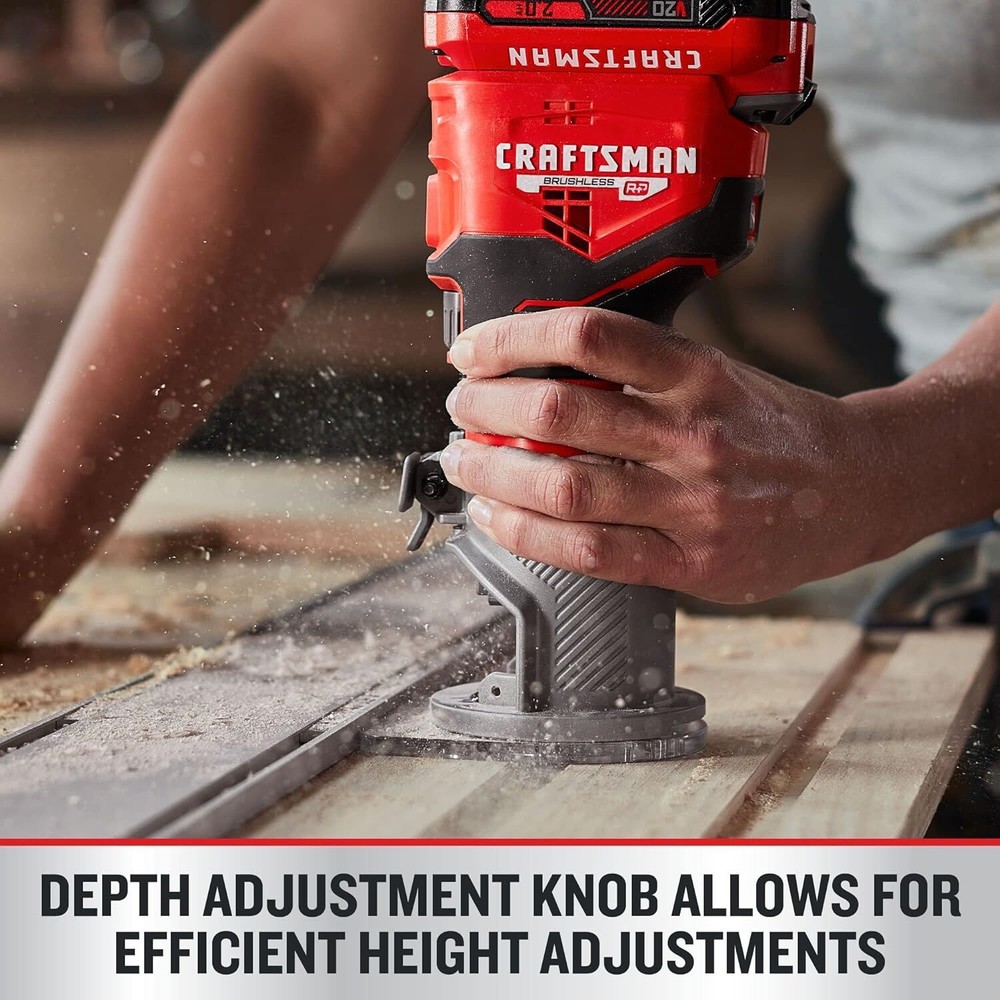 V20 Router Tool, Cordless, Variable Speed, Fixed Base Router with Depth