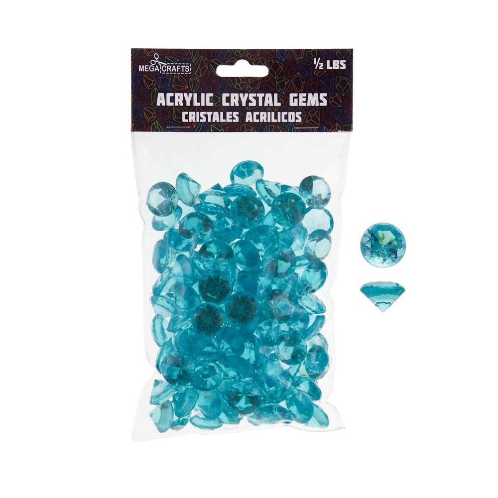 Mega Crafts - 1/2 Pound Acrylic Decorative Small Diamonds - Aqua