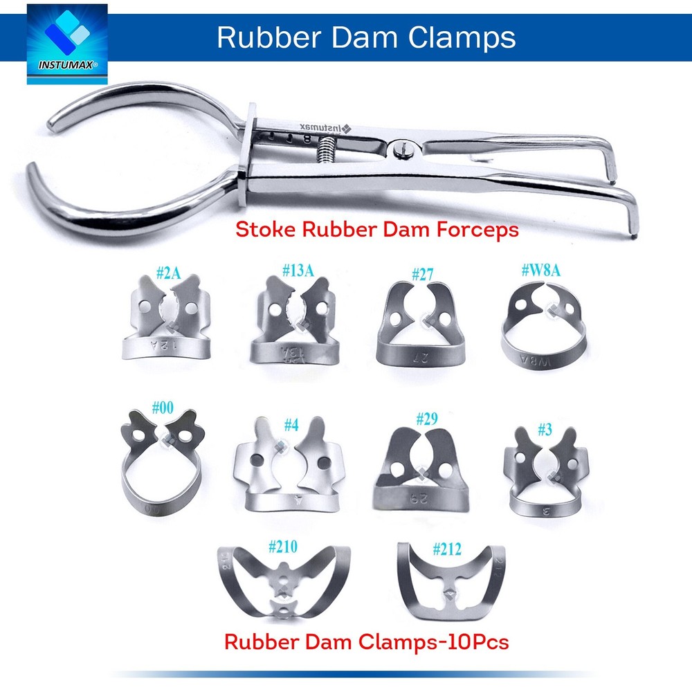 Endodontic Rubber Dam Clamp Set Universal Stoke Forceps for Upper & Lower Molar