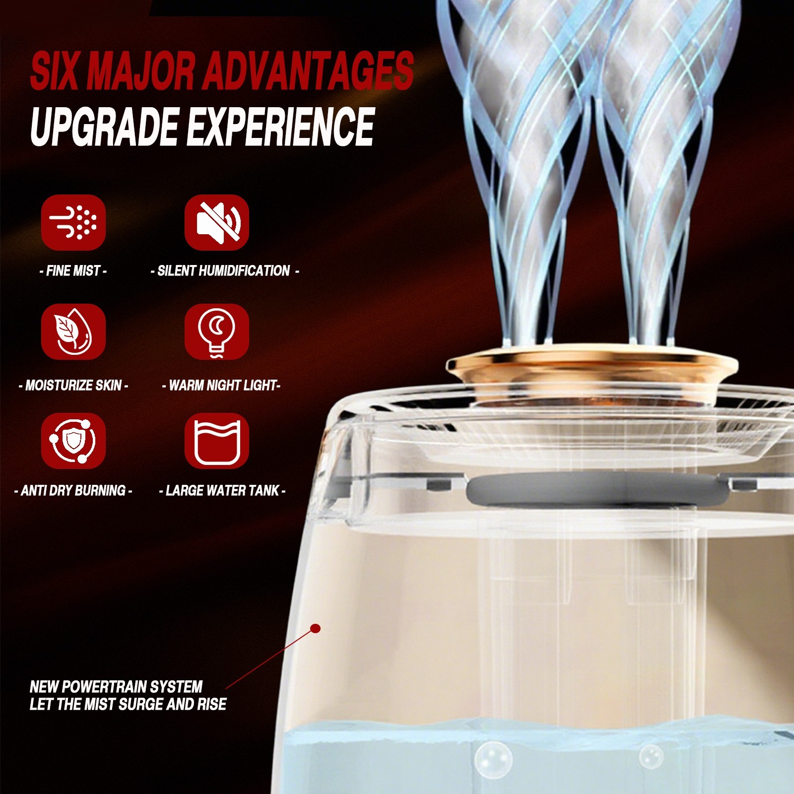 2L Humidifier for home use in bedrooms & offices, Cool Mist LED&high mist output