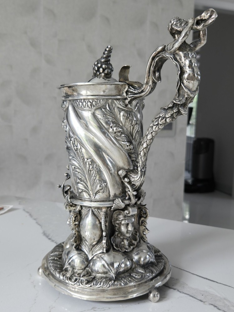 EXCEPTIONAL EXTRA LARGE GERMAN SILVER TANKARD