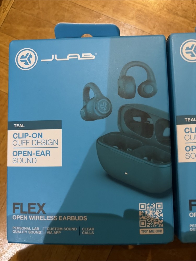 JLab Flex True Wireless Bluetooth Clip On Open Ear Earbuds-Teal Never Opened