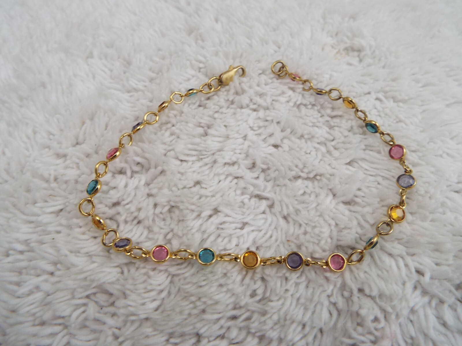 Goldtone Colorful Bezel Bead Chain Bracelet