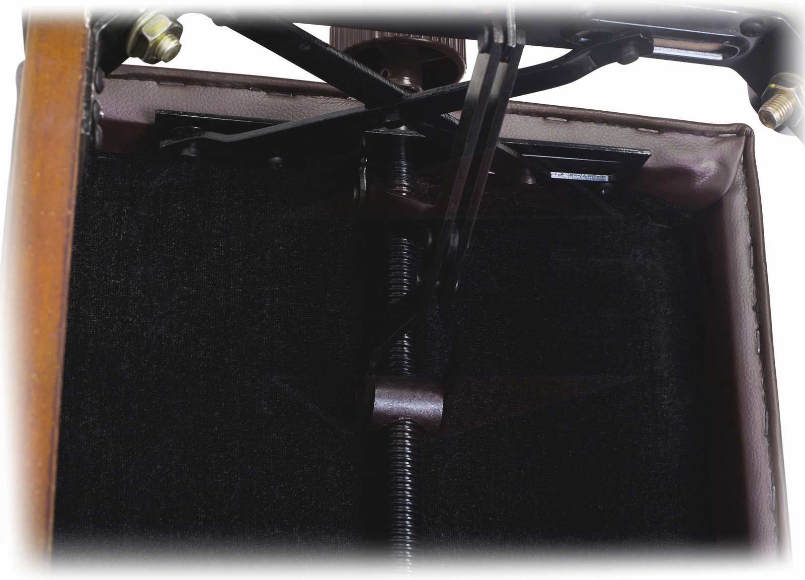 Brown Leather Piano Bench - GRIFFIN Keyboard Seat Wood Vanity Chair Guitar Stool