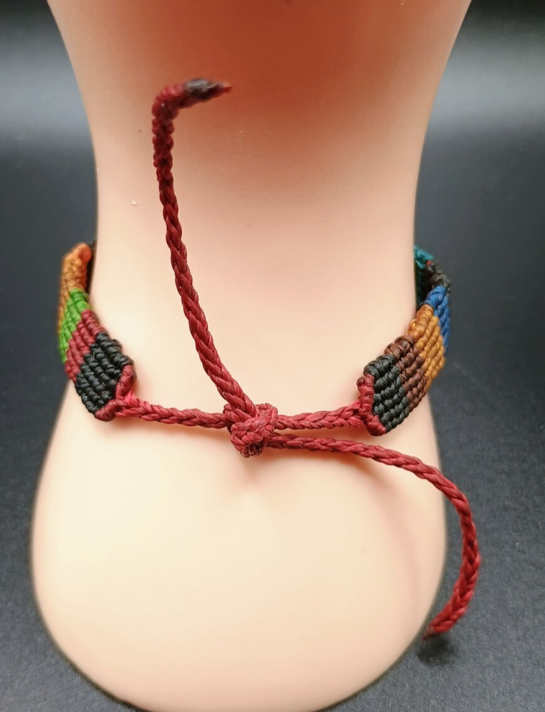Multicolor Macramé Thread Bracelet Andean Craftsmanship Cusco