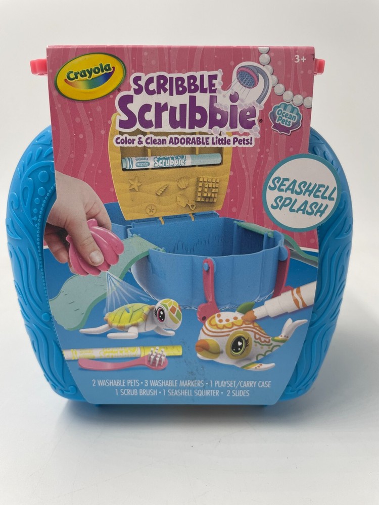 NEW Crayola Scribble Scrubbie Seashell Splash Set with 2 Pets + Case + More