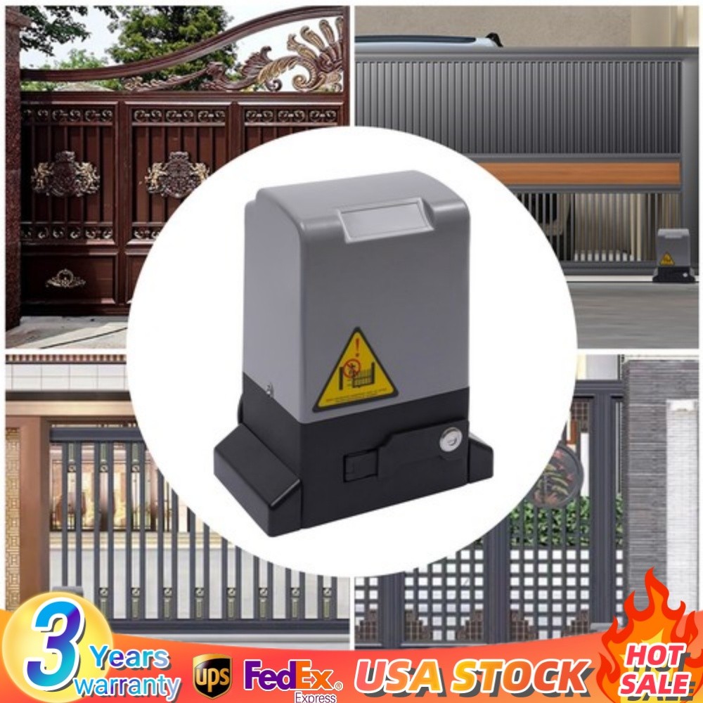 4400lbs Automatic Sliding Gate Opener Rack Driven with 2 Remotes & Complete Kit