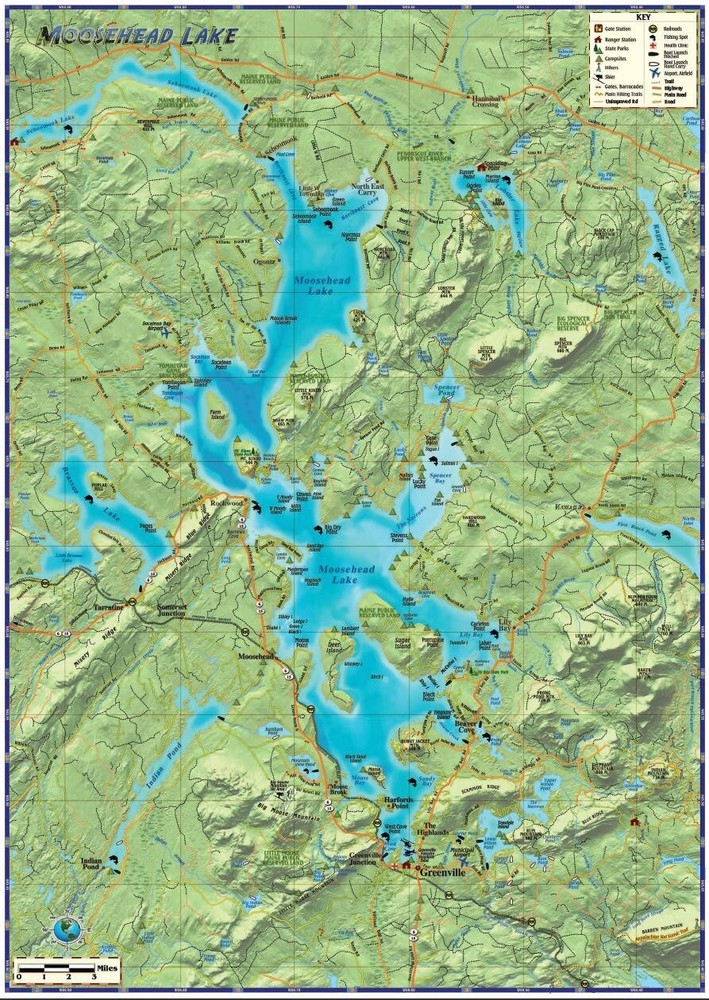 Moosehead Lake Maine Wall Map
