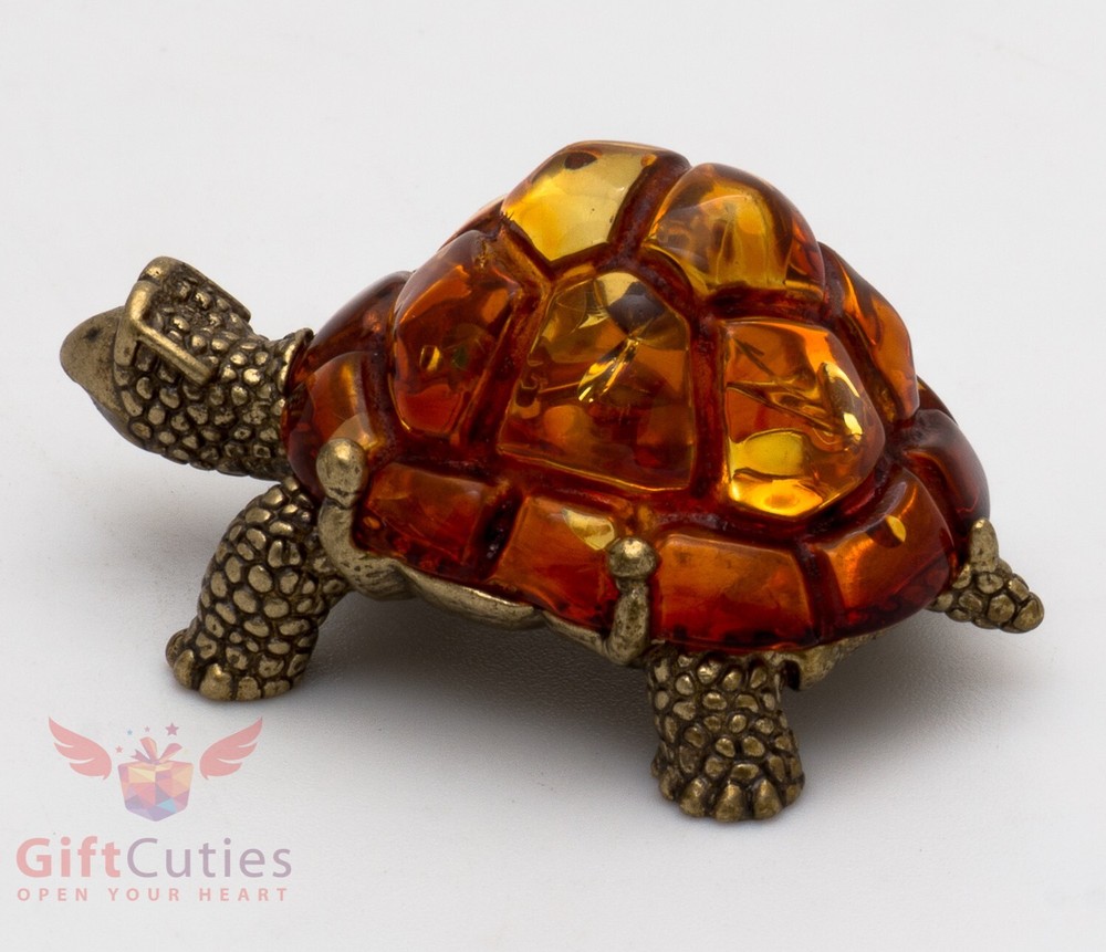 Solid Brass Amber Figurine Tortoise Turtle talisman Totem IronWork