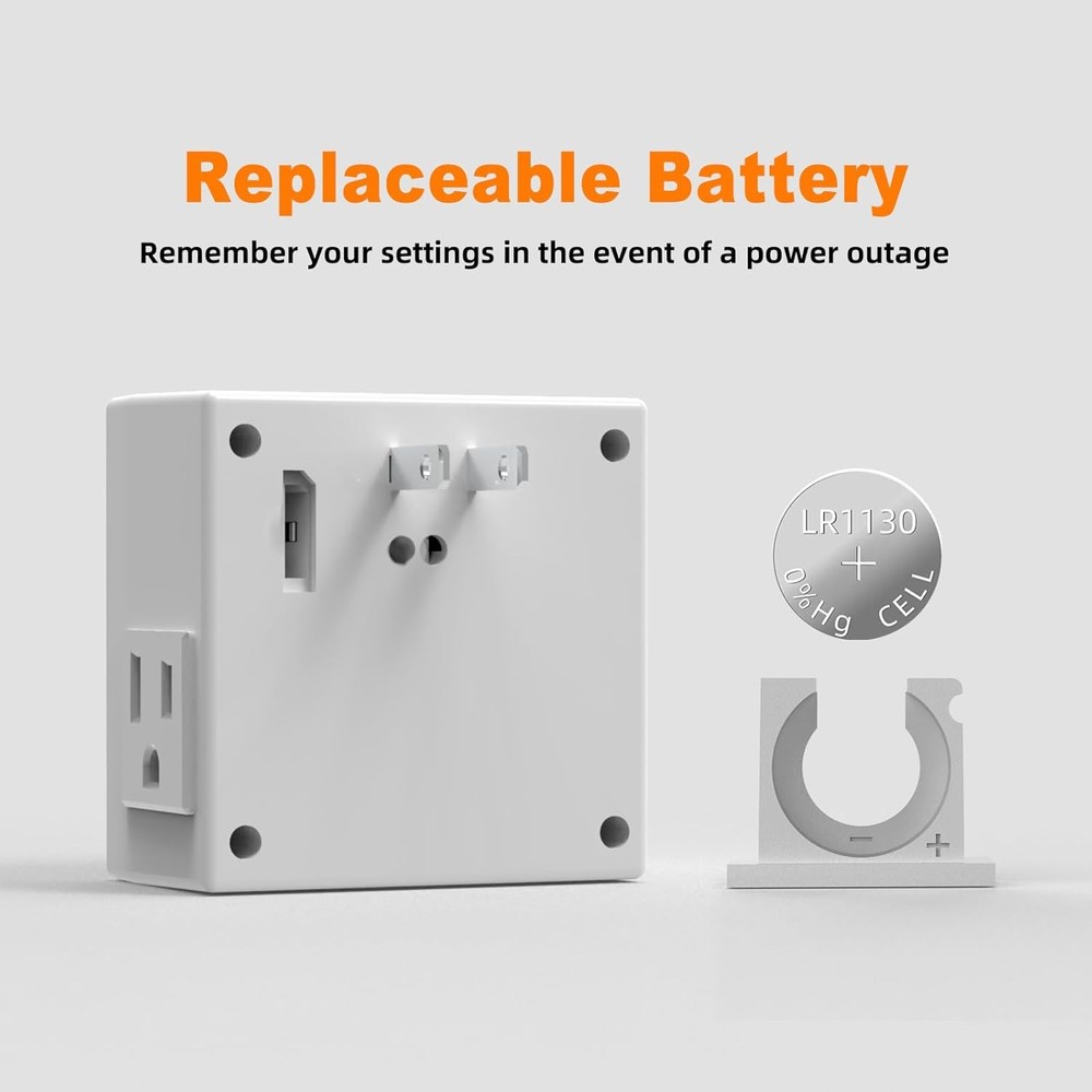 Indoor Digital Light Timer, 7 Day Programmable Plug in Outlet 2 White