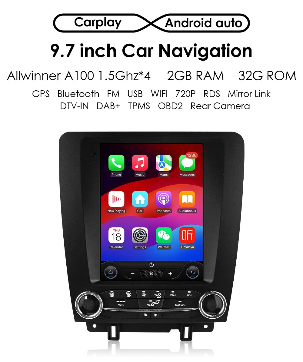 9.7" Tesla Style For Ford Mustang 2010-2014 Car Stereo Radio Android Gps Navi US