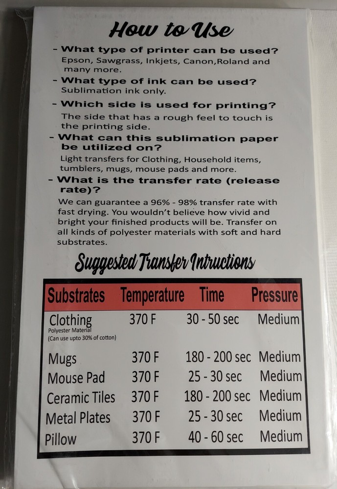 sublimation paper 8.5x14