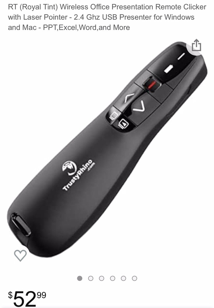 RT (Royal Tint) Wireless Office Presentation Remote Clicker with Laser Pointer
