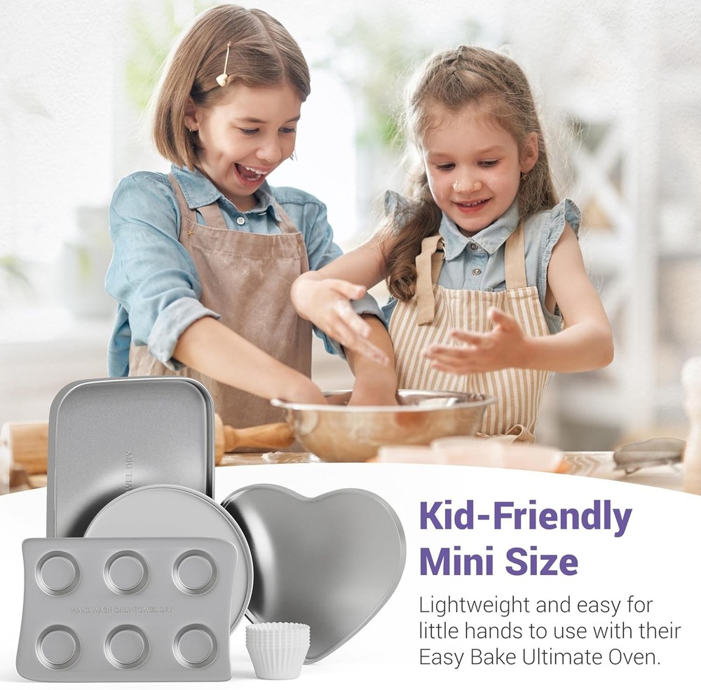 Kids Baking Pan Set for Easy Bake Oven Cupcake Pan Cookie Heart Rectangular Pan