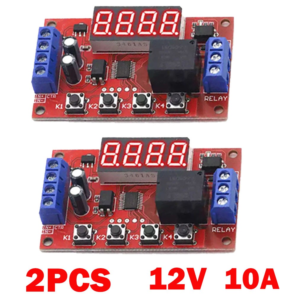 2Pcs DC12V 10A Adjustable Time Delay Relay Module LED Digital Control Switch US